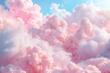 Poster - A pink and white cloudy sky with many clouds