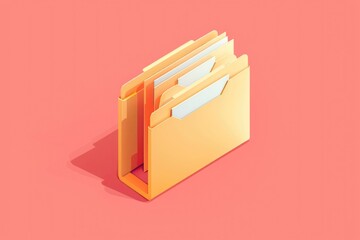 Poster - A yellow folder with three compartments on top, suitable for organizing and storing documents