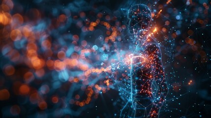 Poster - Smart medical technology and innovative healthcare, human silhouette
