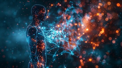Poster - Smart medical technology and innovative healthcare, human silhouette
