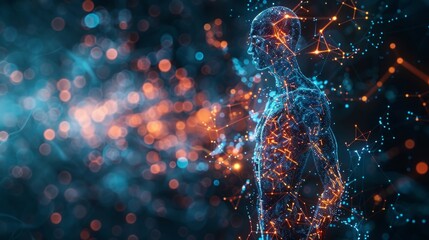 Poster - Smart medical technology and innovative healthcare, human silhouette

