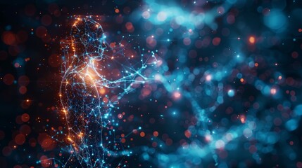 Poster - Smart medical technology and innovative healthcare, human silhouette
