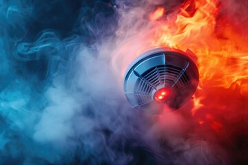 Poster - A fire hydrant surrounded by a thick cloud of smoke, with no visible surrounding environment