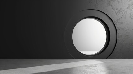 Wall Mural - Black and white circle door design on isolated background with empty space
