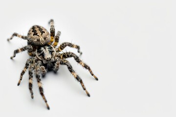 Poster - A close-up photo of a spider sitting on a white surface