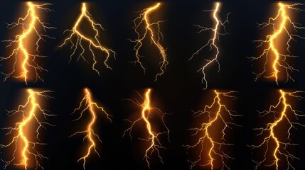 Poster - A dark and moody image featuring a series of lightning flashes against a black background, ideal for use in media production or design projects