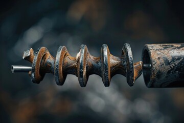 Poster - A close-up shot of a metallic object against a dark background, suitable for use in technology or design contexts