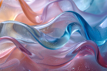 Poster - Abstract glass sculpture with layered, translucent elements,