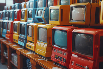 Aufkleber - Retro computers in a repetitive arrangement, showcasing their iconic designs,