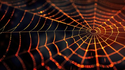 Canvas Print - A detailed image of a spider web on a dark background