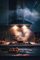 Poster - A stovetop with a pot on top, suitable for food preparation or cooking demonstrations