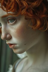 Poster - Close-up portrait of an individual with bright red hair, suitable for editorial or creative use