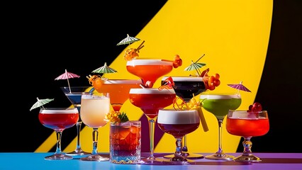Wall Mural - Cocktails on bright background