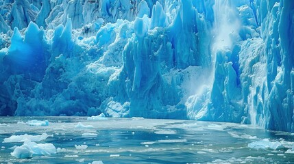 Wall Mural - A majestic glacier with towering ice formations and sparkling blue hues. 