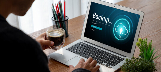 Poster - backup storage data internet technology business concept. database storage cloud technology file dat