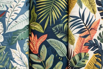 Botanical Pattern: Leafy Designs and Tropical Prints Featuring Vibrant Greenery - Seamless Background for Fashion and Decor