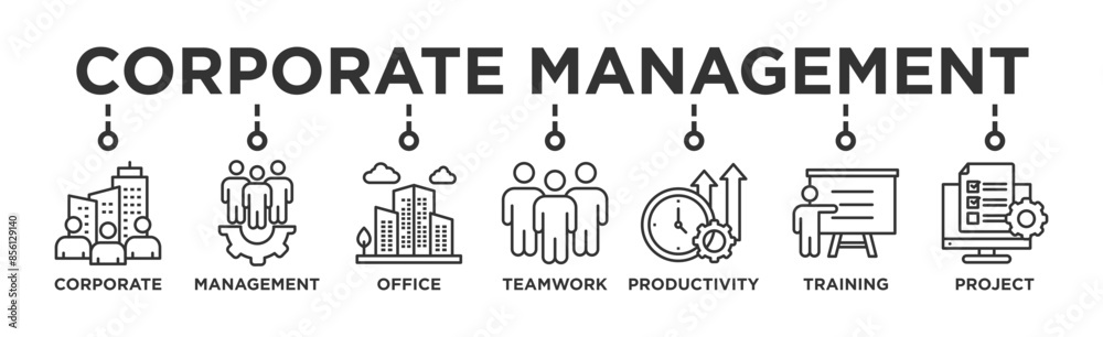 Corporate management banner web icon illustration concept with icon of ...