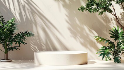 Poster - Minimalist Product Display with Palm Shadows