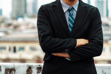 Wall Mural - Body of businessman wearing formal business suit. Workplace fashion. uds