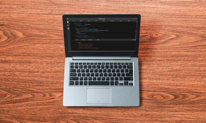 Software development programming on computer screen for modish application and program coding