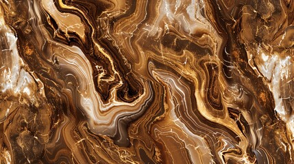 Poster - Abstract marble texture with rich brown and gold swirls, ideal for backgrounds, wallpapers, and design elements.