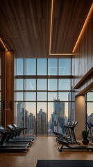 Wall Mural - a gym with a view of the city