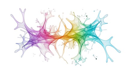 Poster - Colorful neural network abstract art, vibrant splash with intricate connections for scientific, medical, and technological illustrations.