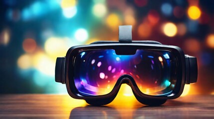 closeup vr glasses with blurry background