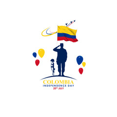 Wall Mural - Vector illustration of Colombian Independence Day social media feed template