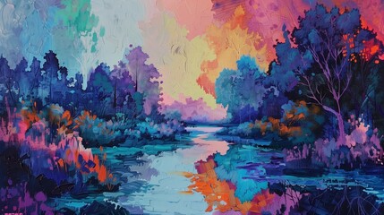 Wall Mural - Color melody of the river