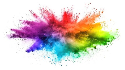 Sticker - Colorful Powder Explosion on White Background