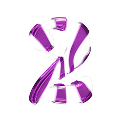 White 3d symbol with purple thick straps. number 2