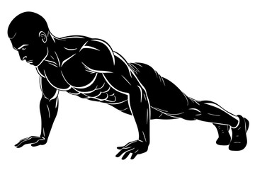 Poster - bodybuilder performing a push up silhouette vector