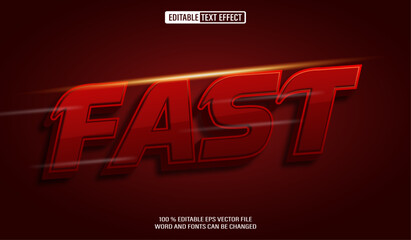 Poster - Editable 3d text style effect - Fast Red Bold text effect Template	