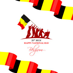 Wall Mural - Vector illustration of Belgian National Day social media feed template