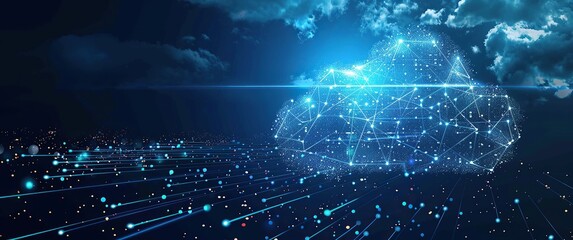 Poster - Cloud Computing Network with glowing lights