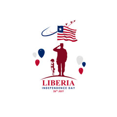 Wall Mural - Vector illustration of Liberia Independence Day social media feed template