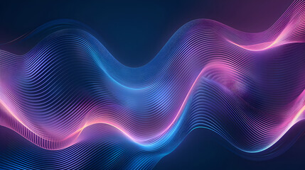 Poster - Abstract background of glowing lines in bright neon colours on a dark background, Musical sound waves. Abstract futuristic neon wave background,  Colorful music wallpaper
