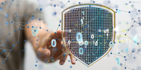 Poster - cybersecurity and information or network protection 3d
