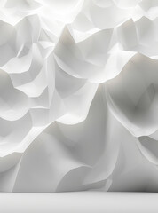 Poster - Stunning White Abstract 3D Background with Geometric Shapes and Folds, Modern Minimalist Design, Textured Surface, Monochromatic, Perfect for Tech and Graphic Design Use, High-Resolution Digital Art