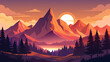 © Sumondesigner_42 - Beautiful vector illustration of sunset over mountains and forests landscape, with warm sun rays