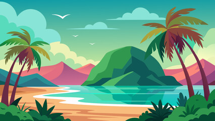 Wall Mural - Tropical landscape background for zoom vector illustration 