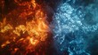 © mikita - Abstract red fire versus blue ice. The concept of heat and cold.