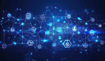 Poster - Digital Network of Connected Icons
