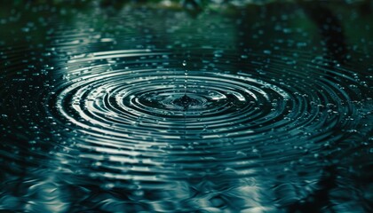 Wall Mural - High quality image of water ripples in a pond with mesmerizing dripping water waves