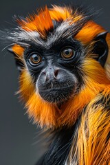 Poster - orange and black fur atop its head, eyes locked onto the camera with a solemn expression