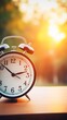 © Xyeppup - Daylight saving time concept, close-up of a clock with hands moving forward, bright morning light, clear focus