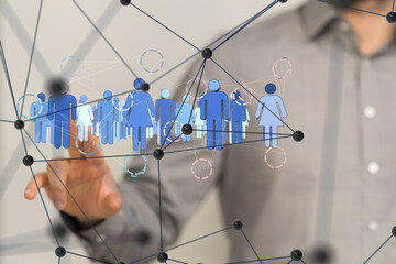 Poster - Global network. Blockchain. 3D illustration. Neural networks and artificial intelligence. Abstract  3d