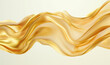 © 수동 김 - A golden silk cloth floating in the air, with smooth and flowing lines, creating a sense of luxury and elegance. The background is white, highlighting gold tones