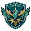 © Aesthetic Designer - eagle emblem badge design mascot logo vector illustration, eagle logo design best for patch badge and esport, sticker, eagle design